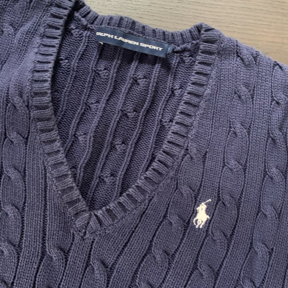 Ralph Lauren Sport Ladies Cable Knit Sweater Navy Size M